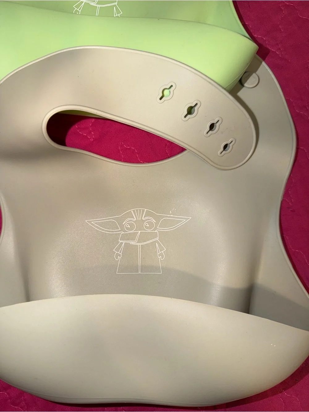 Silicone Baby Bib with Catch Pocket - Green, Pink, Brown, Cream